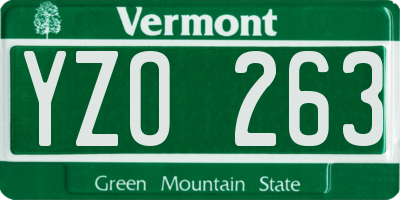 VT license plate YZO263