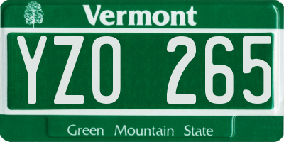 VT license plate YZO265
