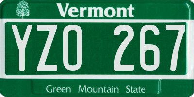 VT license plate YZO267