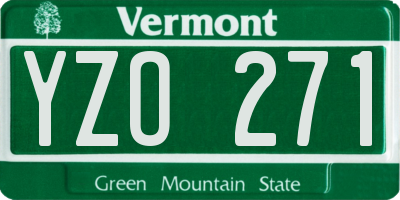 VT license plate YZO271
