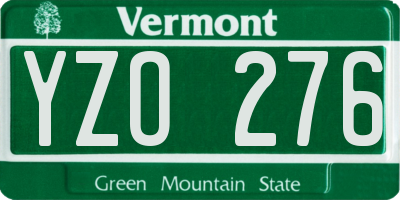 VT license plate YZO276