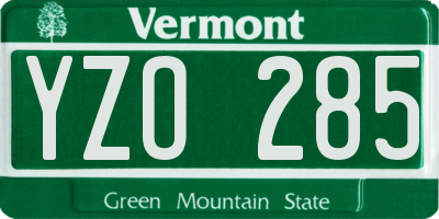 VT license plate YZO285