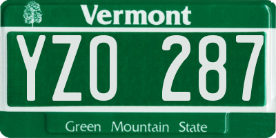 VT license plate YZO287