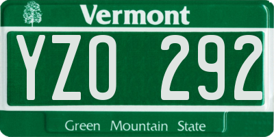 VT license plate YZO292