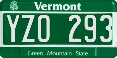VT license plate YZO293