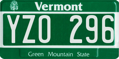 VT license plate YZO296