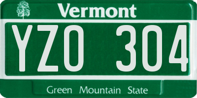 VT license plate YZO304