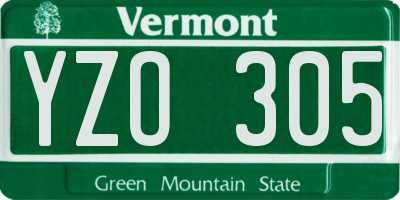 VT license plate YZO305