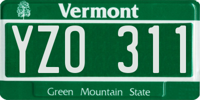 VT license plate YZO311
