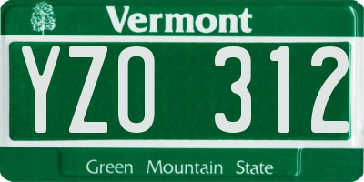 VT license plate YZO312