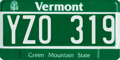 VT license plate YZO319