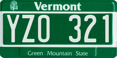 VT license plate YZO321