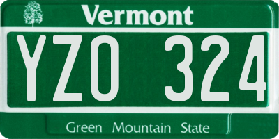 VT license plate YZO324