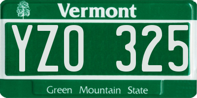 VT license plate YZO325