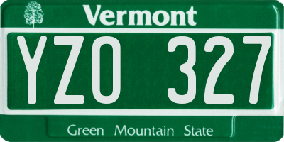 VT license plate YZO327