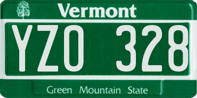 VT license plate YZO328