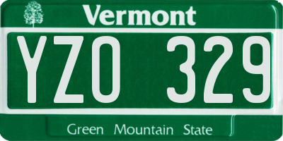 VT license plate YZO329