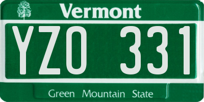VT license plate YZO331