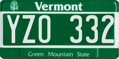VT license plate YZO332