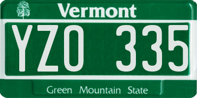 VT license plate YZO335