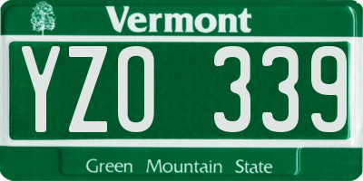 VT license plate YZO339