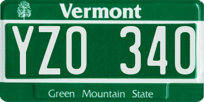 VT license plate YZO340