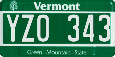 VT license plate YZO343