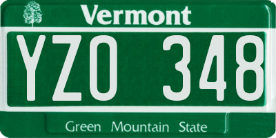 VT license plate YZO348