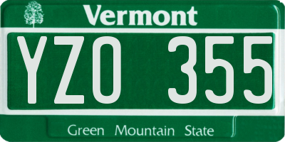 VT license plate YZO355