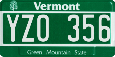 VT license plate YZO356