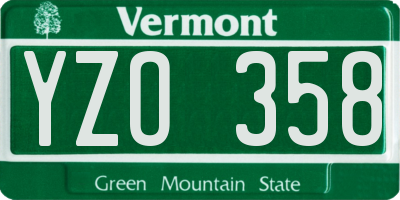 VT license plate YZO358