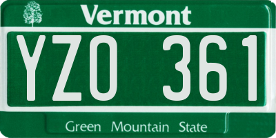 VT license plate YZO361