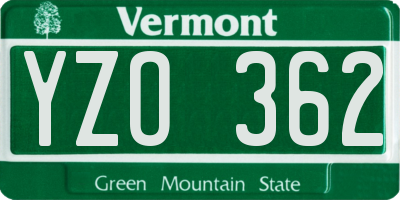 VT license plate YZO362