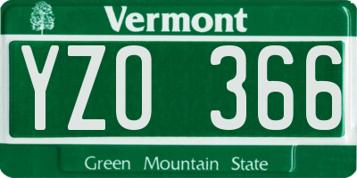 VT license plate YZO366