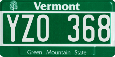 VT license plate YZO368