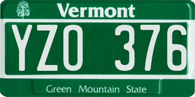 VT license plate YZO376