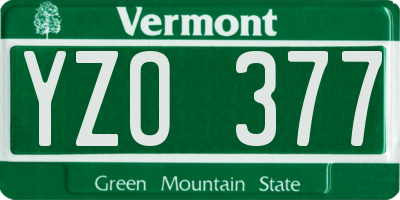 VT license plate YZO377
