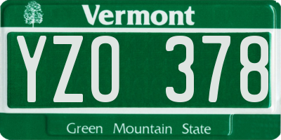 VT license plate YZO378