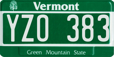 VT license plate YZO383