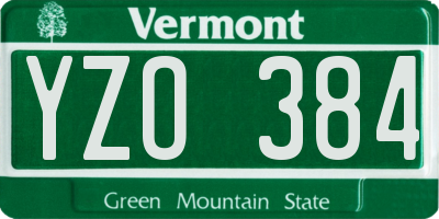 VT license plate YZO384
