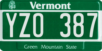 VT license plate YZO387