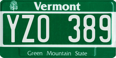 VT license plate YZO389
