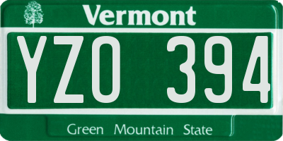 VT license plate YZO394