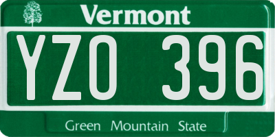 VT license plate YZO396