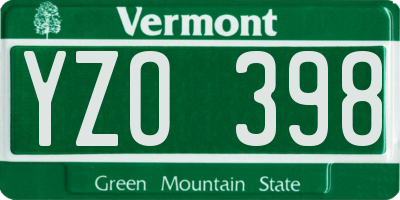 VT license plate YZO398