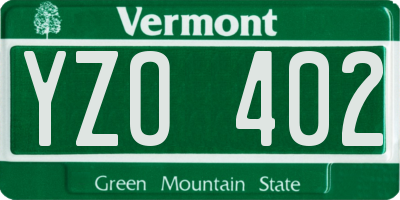 VT license plate YZO402