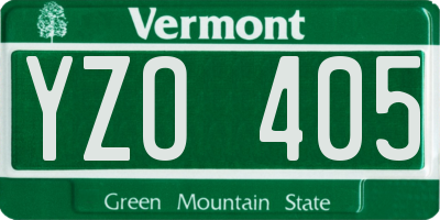 VT license plate YZO405