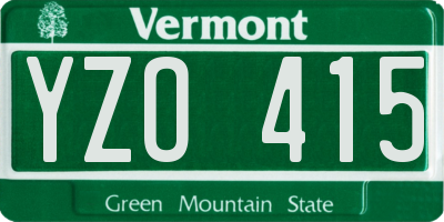 VT license plate YZO415
