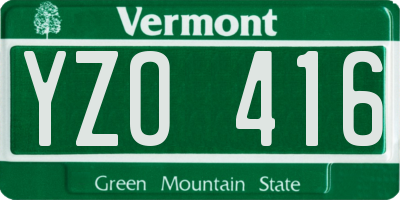 VT license plate YZO416