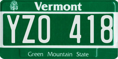 VT license plate YZO418